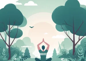 frequency for anxiety _ Image: A person practicing deep breathing exercises in a tranquil park, surrounded by nature. Image description: Finding peace and relief from anxiety through mindfulness in nature.