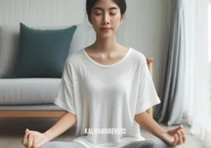 head empty no thoughts _ Image: The person practicing mindfulness, sitting cross-legged with closed eyes. Image description: The person practicing mindfulness, sitting cross-legged with closed eyes.