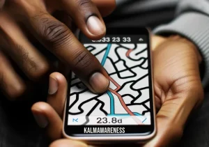 no matter where you go there you are _ Image: A close-up of a person's hand holding a smartphone with a GPS navigation app showing a confusing web of routes.Image description: Frustration sets in as the GPS navigation app displays a perplexing labyrinth of routes, leaving the traveler bewildered.