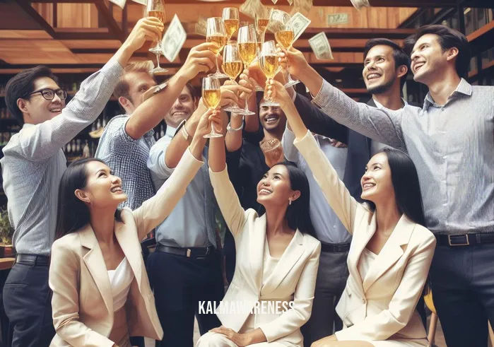 abundancia y prosperidad _ Image: A diverse group of entrepreneurs celebrating their successful businesses. Image description: A diverse group of entrepreneurs raising a toast to celebrate their prosperous businesses, symbolizing the culmination of their efforts and the abundance they've achieved.