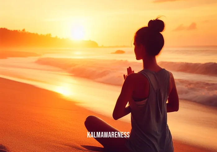 how to get out of your head and into your body _ Image: A serene beach at sunset, someone practicing yoga on the sand, fully present and at peace. Image description: A serene beach at sunset, someone practicing yoga on the sand, fully present and at peace.