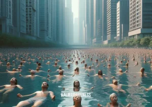 meditation in water _ Image 5: The final image captures the meditators floating peacefully on the water's surface, their expressions radiating contentment and inner peace. The city's cacophony is but a distant memory, as they have found their resolution in the gentle embrace of meditation in water.