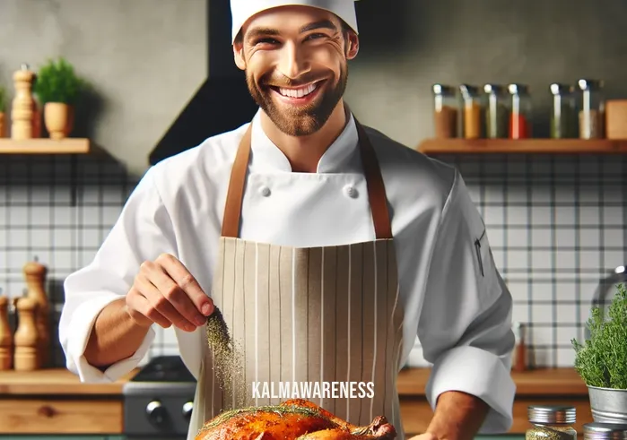 savoring the flavoring _ A chef in a brightly lit, modern kitchen, wearing a white chef