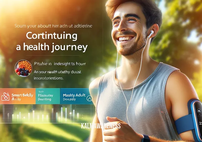 smart belly adult daily _ A smiling individual jogging in a sunny park, wearing a fitness tracker and headphones. This image represents the next step in their health journey, combining physical exercise with the dietary insights gained from the "Smart Belly Adult Daily" article, emphasizing a holistic approach to wellbeing.